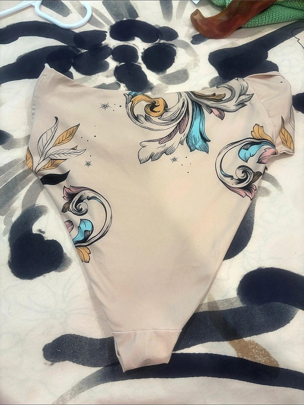 Aqua Bendita Printed Bikini Set in Cream & Blue